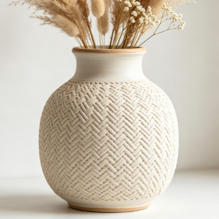 Woven-texture ceramic vase